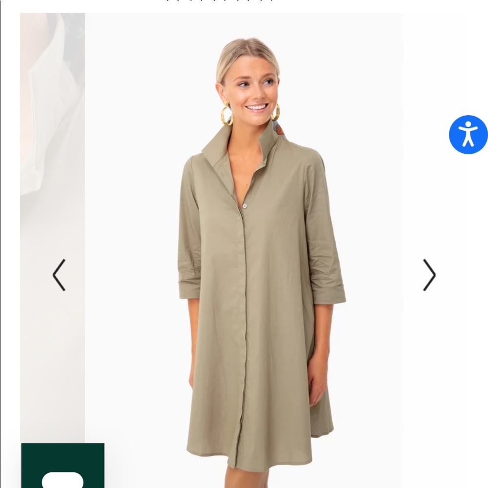 Tuckernuck Sage Green Charlie Stand Collar Dress - Size XS